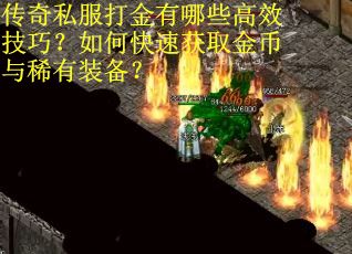 传奇私服打金有哪些高效技巧？如何快速获取金币与稀有装备？