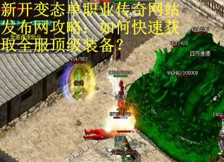 新开变态单职业传奇网站发布网攻略：如何快速获取全服顶级装备？